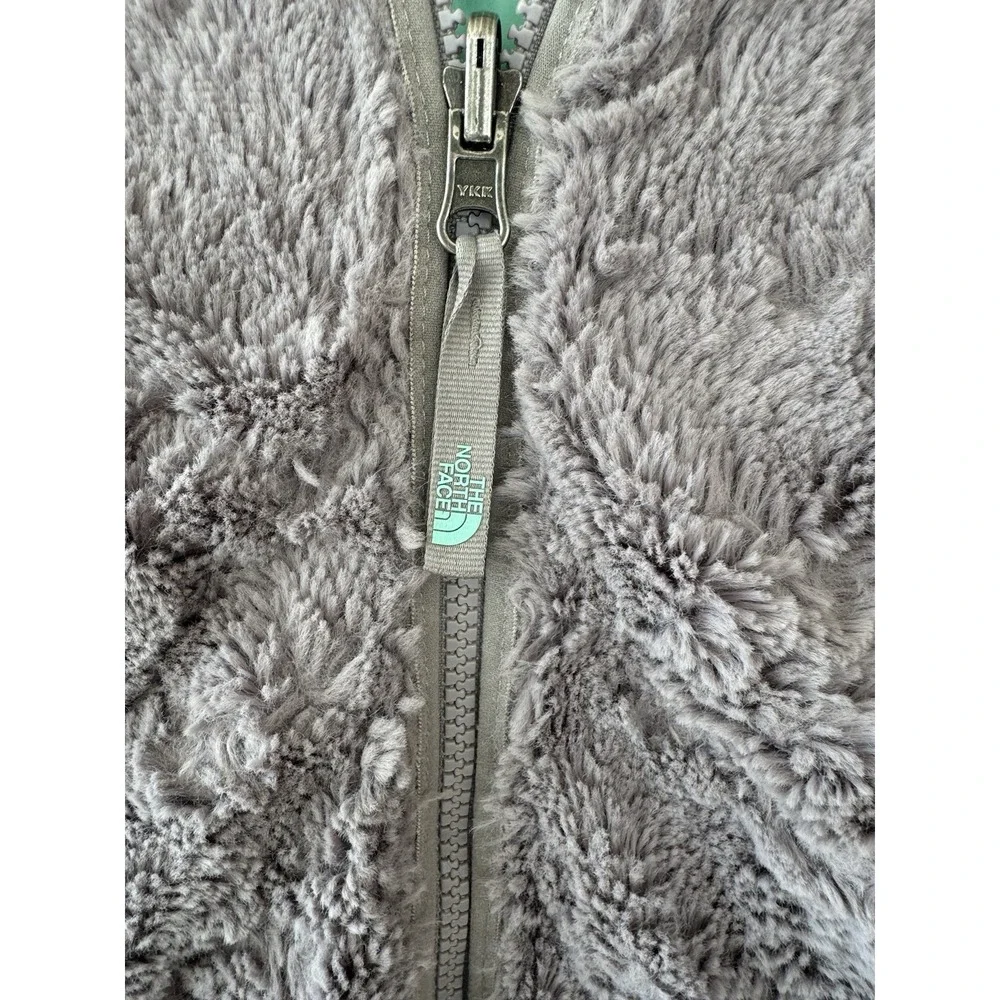 North Face Jacket Girls XL‎ Green Grey Reversible Mossbud Swirl Puffer Fleece